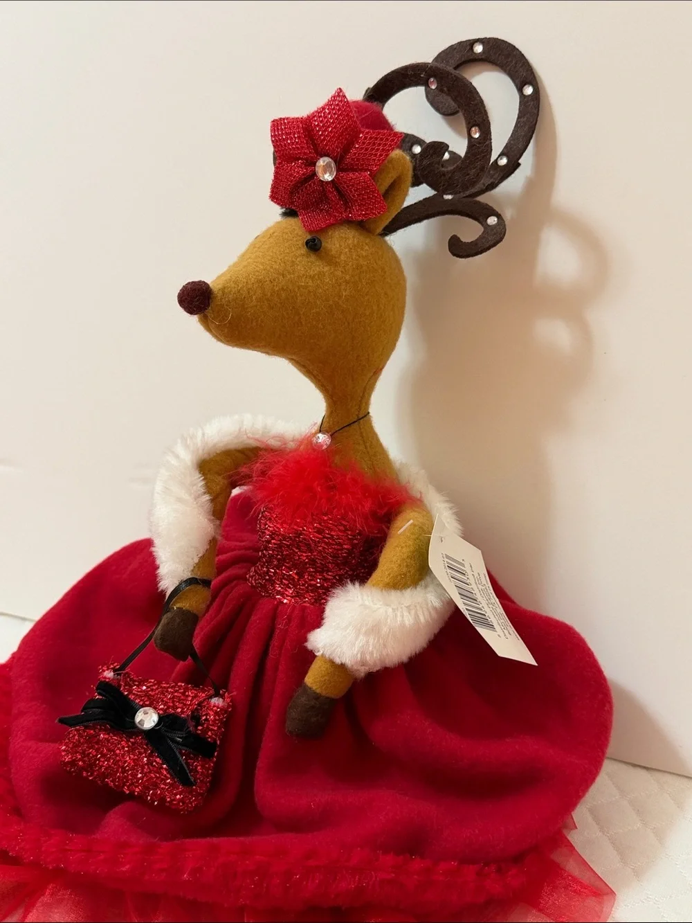 Celebrate It Christmas Festive Red Reindeer Plush Figurine 23” Long